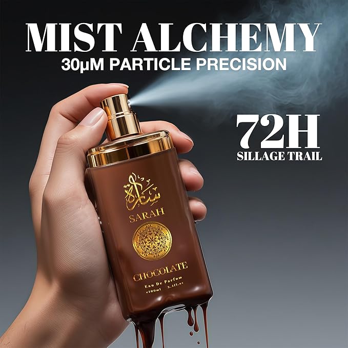 Men’s Cologne Sarah Chocolate Original Natural Spray Eau De Toilette,Long-Lasting Scent Perfume for Men Elegant Bottle - Great Holiday Gift, 3.4 Fl Oz/100 Ml