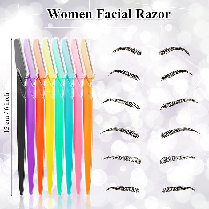 96 Pcs Eyebrow Razors Shavers Trimmers for Women Dermaplane Razor Facial Razors Shavers Facial Hair Removal for Women Exfoliating Dermaplaning Tool for Face with Precise Cover for Makeup Care Tools