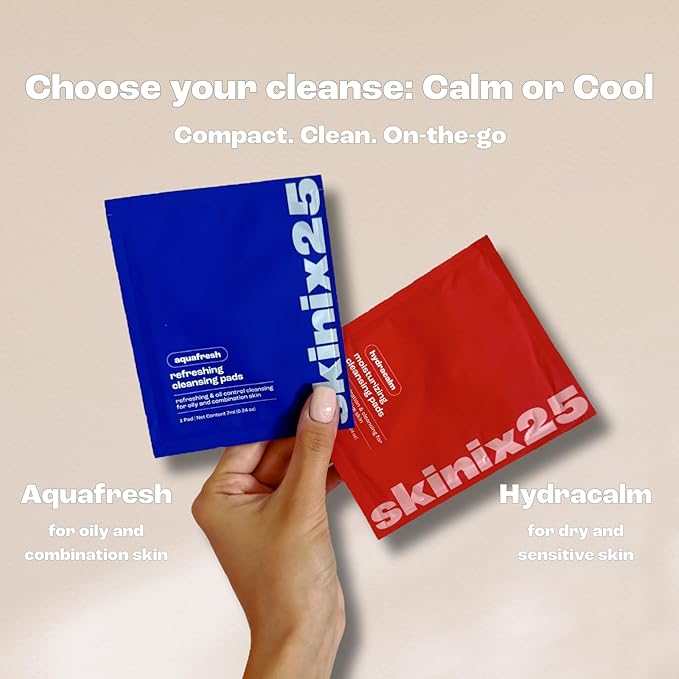 Hydracalm & Aquafresh Facial Cleansing Pads – 20 Individually Wrapped Cotton Wipes | On-the-Go Face Wipes for Travel, Gym & Daily Skincare | Hydrating + Oil-Control Cleansing Pads for All Skin Types