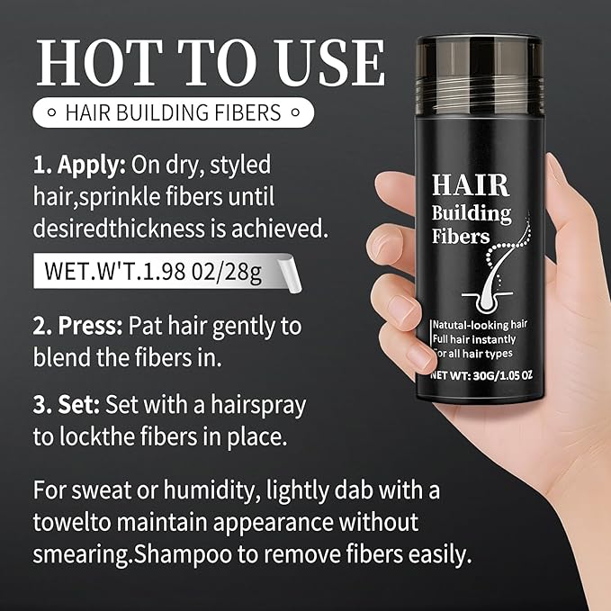 AWCCXMYM Hair Building Fibers for Thinning Instant Coverage Hair Fibers for Women & Men Natural Texture Undetectable Hair Fiber for Thickener and Fuller Look 30g #Dark Brown