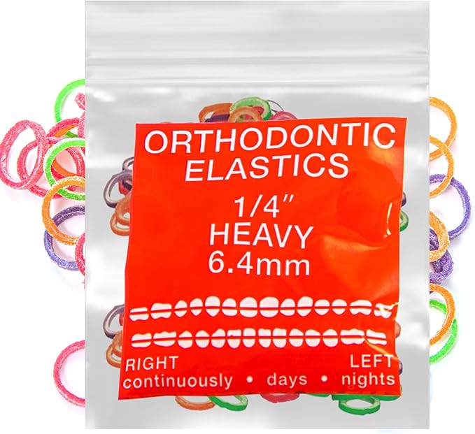 Neon Non-Latex 100 counts Intraoral Elastic Bands Orthodontic Elastics Dental Rubber Bands Made in US Heavy 1/4'', Neon