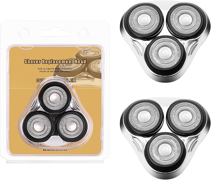 Universal Rotary Replacement Shaver Head,Compatible with Remington Shaver Series,for R3,R4,R5,R6,R7,R8,SP-3141 and SP-5161 Foils/Blades (Silver(2 Count))