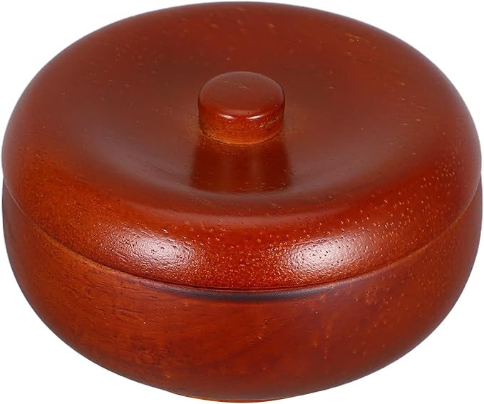 TEHAUX Shaving Soap Bowl with Lid for Men, Wooden Shaving Cream Foaming Bowl, Facial Cleansing Container, Grooming Shave Accessory, Covered Razor Soap Holder