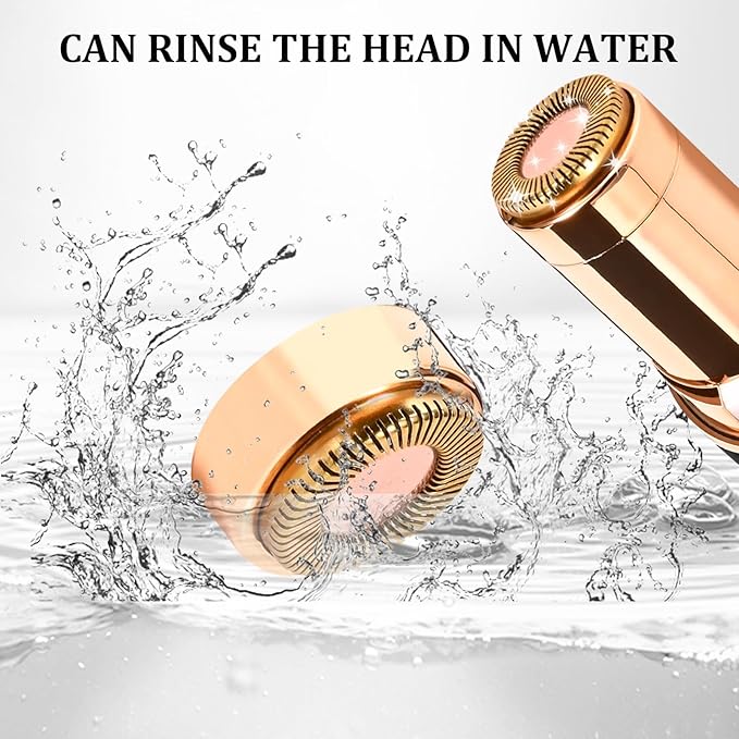 Facial Hair Removal for Women, Electric Painless Rechargeable Facial Hair Remover for Face, Lip, Chin with 2 x Replacement Heads