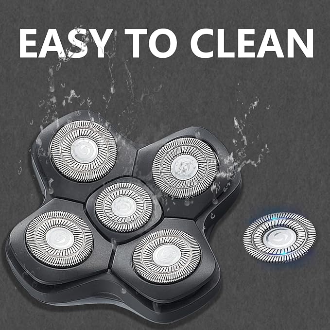 Universal New Upgrade 5 Blades Magnetic Interface Head Shaver Replacement Heads Replacement Blade Electric Razor Shaver Head (5D Black)