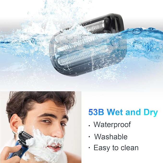 53B Electric Shaver Head Replacement,Compatible with Braun Series 5/6 Shavers foil 5020cs 5018s 5035s 5049cs 5050cs 6020s 6040cs 6075cc 6072cc 6090cc,2 Pack