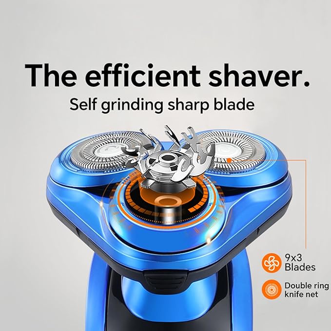 Electric Razor for Men - Rechargeable Shaver 3D Precision Blades with Pop-up Trimmer - Rotary Cordless Shavers Washable Gentle on Sensitive Skin for Beard Sideburn Face with Travel Lock Men Gift