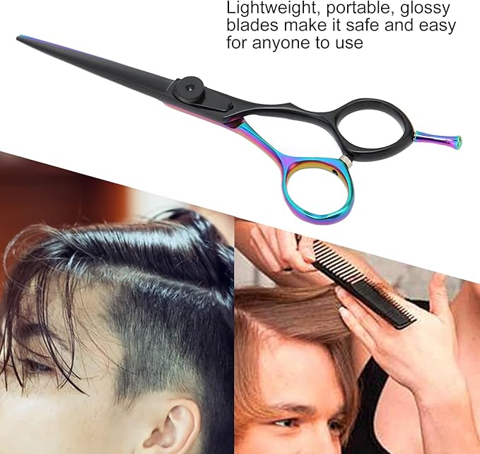 Barber Scissors Stainless Steel Hair Cutting Shears, Lightweight Ergonomic Beard and Mustache Trimming Scissors with Sharp Blades for Barbershop and Home Use (Flat Scissors: for Pets' Body and Leg