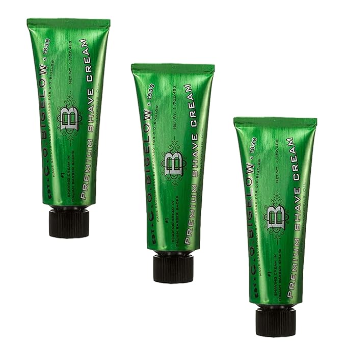 C.O. Bigelow Travel Shaving Cream, 3 Pack of 1.7 oz Mens Shaving Cream with Eucalyptus Oil for Sensitive Skin & All Skin Types, Travel Size