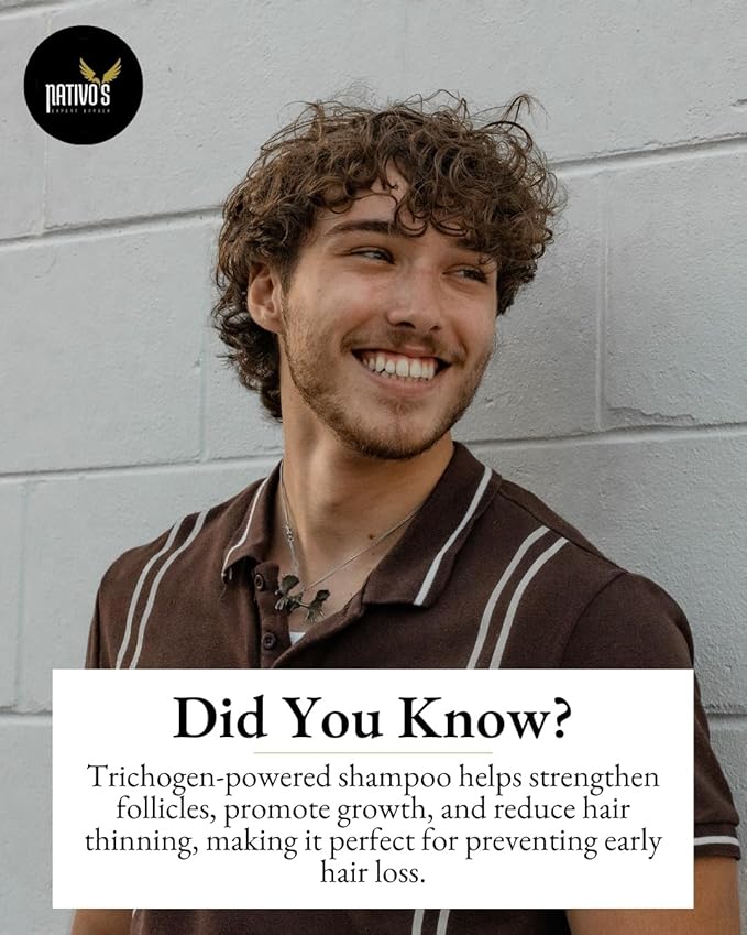 Nativo's Strengthening Shampoo for Thinning Hair – Biotin, Trichogen, Saw Palmetto and Zinc Formula – Volumizing and Thickening for Men and Women, 350 ml