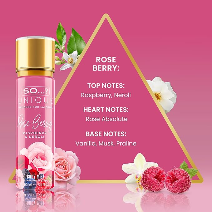 Unique Body Mist - Rose Berry by So…? for Women - 5.1 oz Body Mist - Pack of 2
