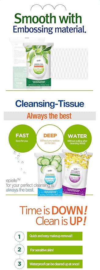 Epielle Aloe Vera Makeup Remover Wipes, Gentle Daily Facial Cleanser Towelettes, Remove Dirt, Oil & Waterproof Mascara, Stocking Stuffers, 60 Count (Pack of 2)