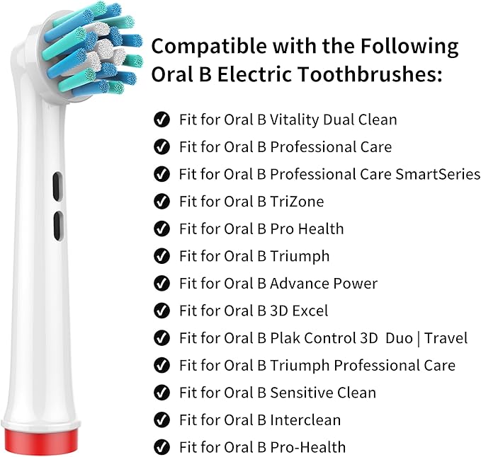 Replacement Toothbrush Heads Compatible with Oral-B Braun, 12 Pack with Color-Coded Rings for Family– 360° Angled Bristles for Deep Clean, Fits 7000/Pro 1000/500/3000 Series – Medium Stiffness