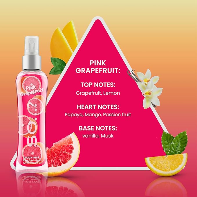 Pink Grapefruit Body Mist by So...? - Citrus, Fruity Body Spray for Women - Perfume for Women - Perfect Gifts - 3.5 oz