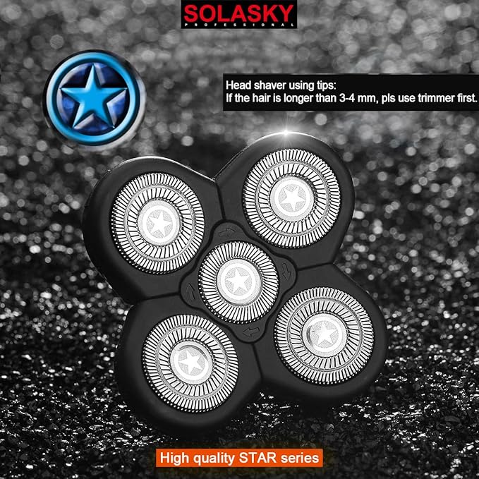 Universal 5 Blades Shaver replacement Heads Compatible with FREEDOM Head Shaver,Universal replacement heads (5 Blades Black)