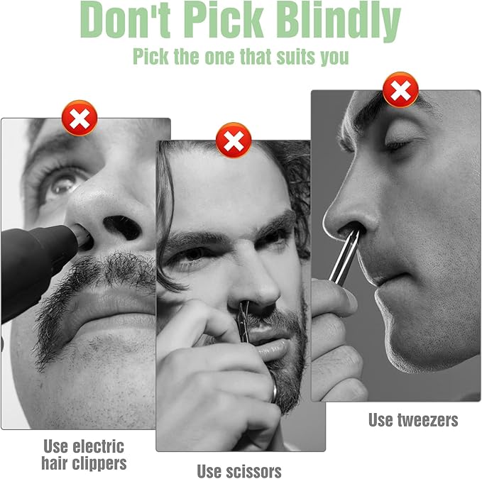 5Pcs Nose Hair Trimmer, Manual Nasal Hair Cutter for Women & Men 360 Degree Nostril-Hair Remover Clippers, Portable & Easy to Clean