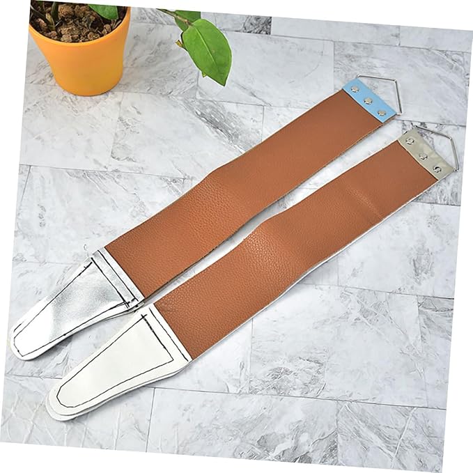 NOLITOY 2pcs Dual-sided Razor Strop Tool Practical Manual Sharpener for Straight Razors and Blades Durable Genuine Random Color Easy Operation for Home Grooming