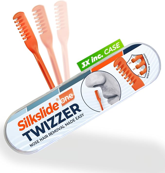 Silkslide®One TWIZZER – Nose Hair Trimmer for Men and Women – Compact Travel Case – Twist & Trim Nasal Hair Removal – Japanese Premium Blades – No Electricity or Batteries