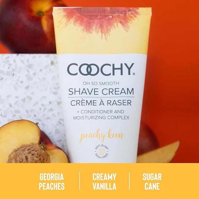 Coochy Shave Cream - Moisturizing Shave Lotion - Gentle Intimate Shaving Cream - For Bikini Area, Underarms, Legs & More - Rash-Free, Hydrating Formula - Peachy Keen, 7.2 oz