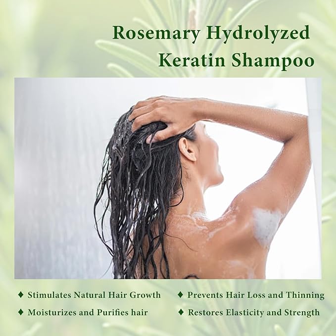Rosemary & Biotin Shampoo for Hair Growth & Thinning Hair - Sulfate-Free, Vegan Formula with Hydrolyzed Keratin to Thicken, Strengthen & Revitalize Dry, Damaged Hair - For Men & Women (1 bottle)