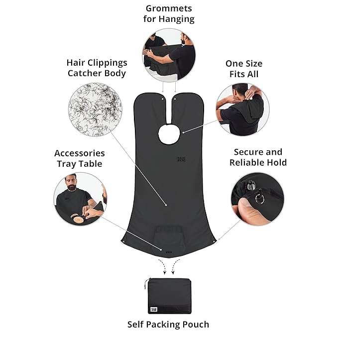 Beard King Beard Bib Apron - As Seen on Shark Tank – Gifts for Him, Stocking Stuffers for Men, Mens Gift, Black