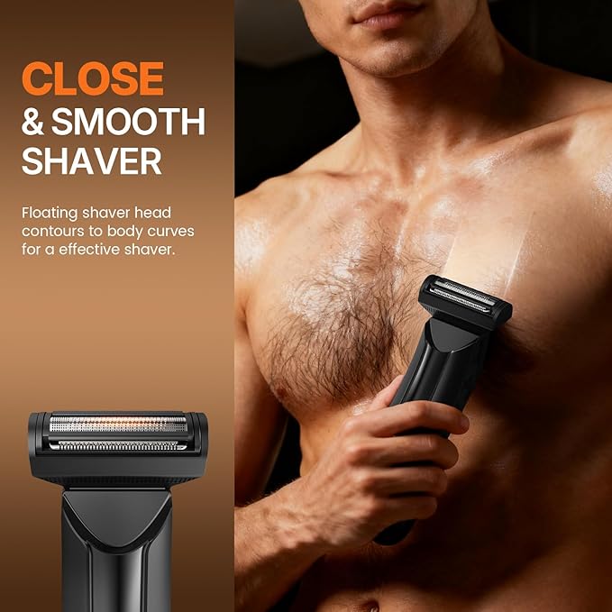 PRITECH Electric Body Hair Trimmer - Waterproof Mens Groin Hair Trimmer Ball Shaver USB Recharge Dock Body Grooming Kit with Ceramic Blade Male Hygiene Razor (Drak Gray)