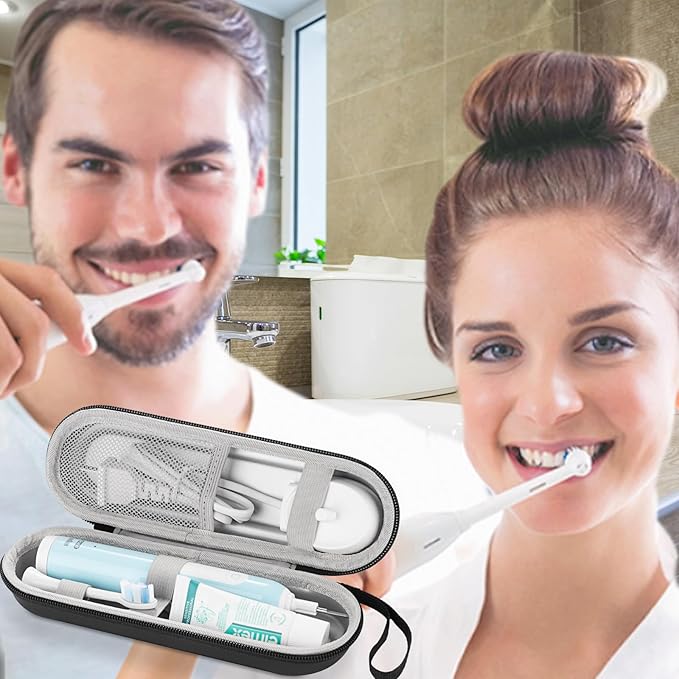 Toothbrush Travel Case for Oral B/Oral-B Pro 1000 1500 5000 7000 & Philips Sonicare 4100 1100 5300 5100 6100/iO Electric Toothbrush, Hard Protective Storage Bag (Black)