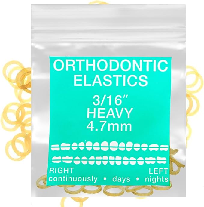 Amber Latex 100 counts, Intraoral Elastic Bands Orthodontic Elastics Dental Rubber Bands Made in US Heavy 3/16'', Amber Latex