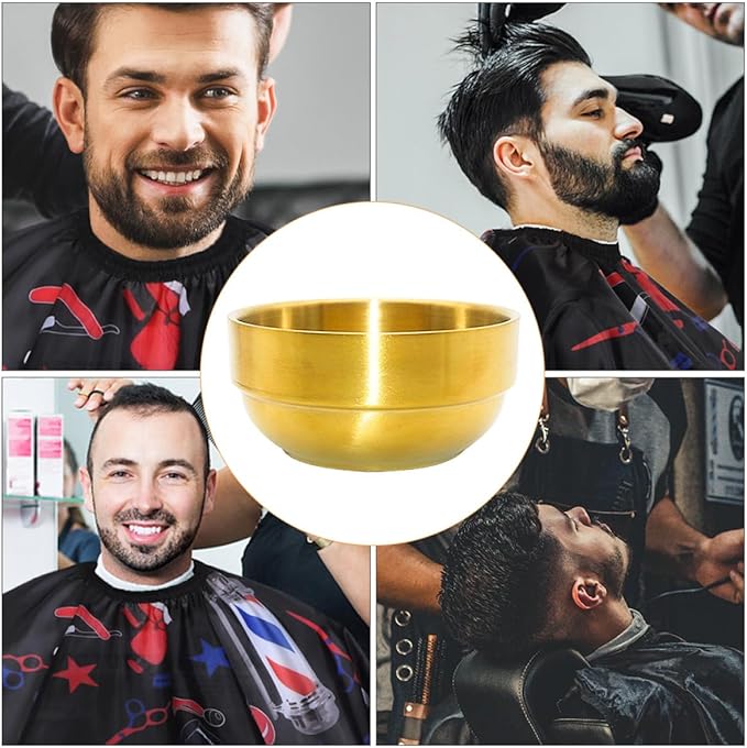 Homoyoyo Stainless Steel Shaving Soap Bowl with Lid Beard Shaving Cup Foaming Mug for Men Face Cleaning Grooming Tool in Gold