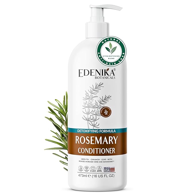 Rosemary Oil Conditioner Treatment with Biotin for Thinning Hair, Anti-Hair Loss, Detangling, Nourishing & Strengthening, Women & Men, Sulfate-Free, Organic, 16 fl oz