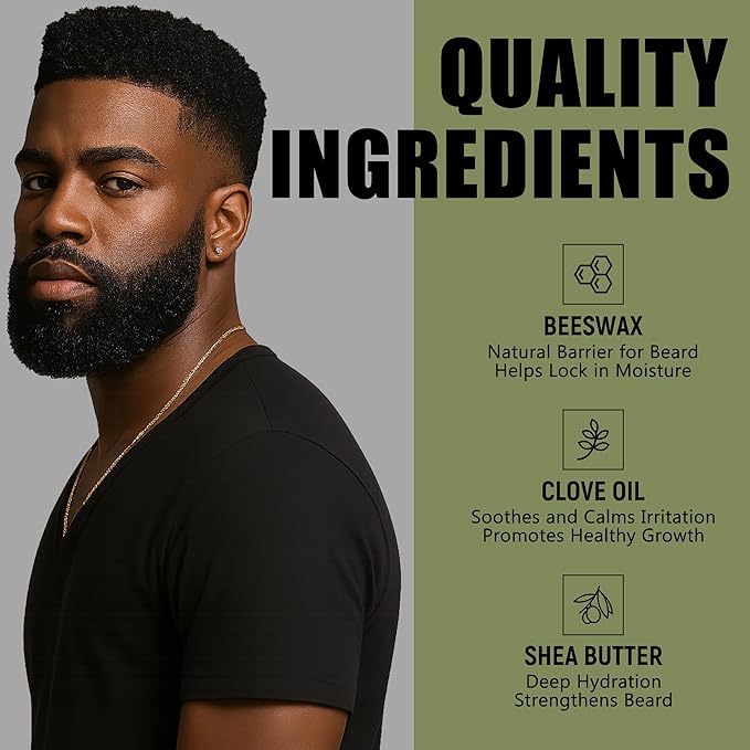 Beard Balm for Black Men: Beard Butter w/Biotin & Shea Butter, Hydrates Smoothens Softens & Thickens Facial Hair, Natural Ingredients for All (1 oz (Pack of 2), Rosemary & Coconut Oil)
