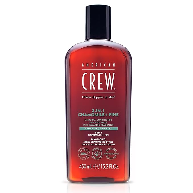 AMERICAN CREW 3-in-1 Chamomile & Pine, Shampoo, Conditioner & Body Wash for Men, All-in-One Care with Calming and Relaxing Fragrance, 15.2 fl oz