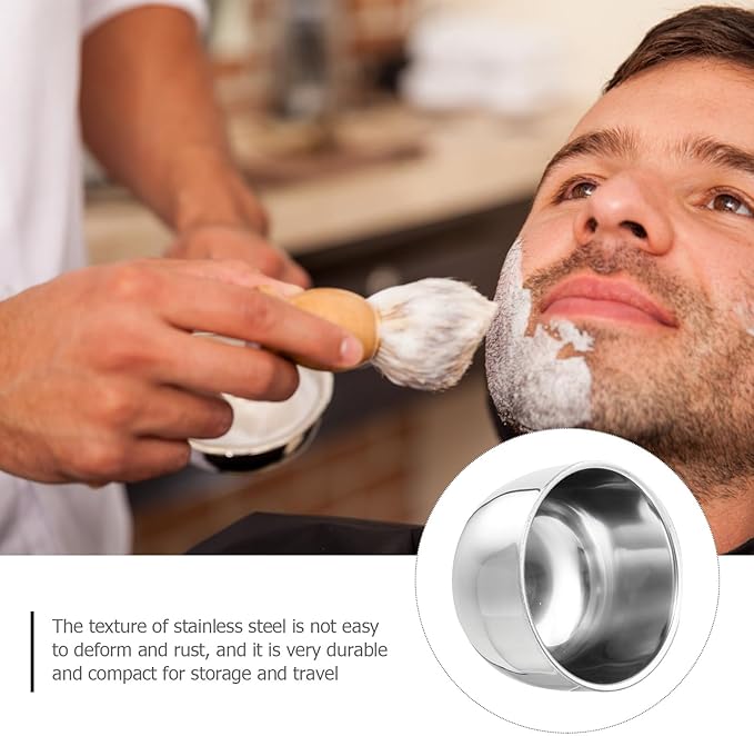 TEHAUX Men’s Shaving Soap Bowl Set 2pcs Stainless Steel Foaming Lather Bowls Barber Soap Cups Sturdy Shaving Accessories for Daily Grooming and Travel