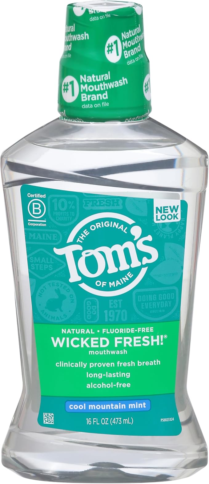 Tom's of Maine Wicked Fresh! Mouthwash Cool Mountain Mint, 16 Fl Oz (Pack of 1) (Packaging May Vary)