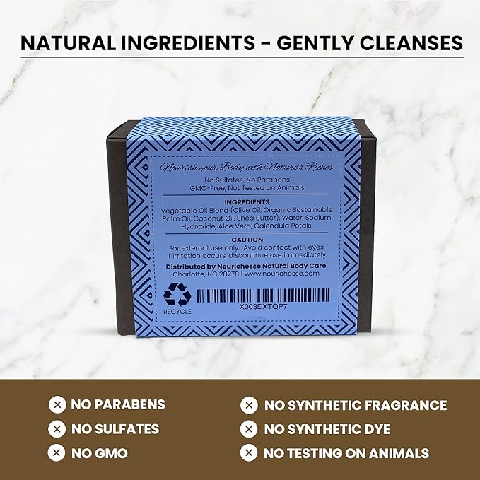 Unscented Aloe Calendula Soap Bar for Men, Women | Cold Process Handmade Soap for Face, Body | Soothing & Hydrating | Natural and Organic Ingredients