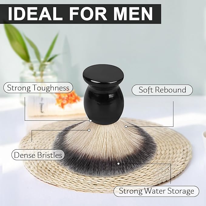 Bassion Hand Crafted Shaving Brush with Hard Wood Handle, Men's Luxury Professional Hair Salon Tool Gifts for Men-Black, Perfect Fathers Day Gifts from daughter, wife or Kids