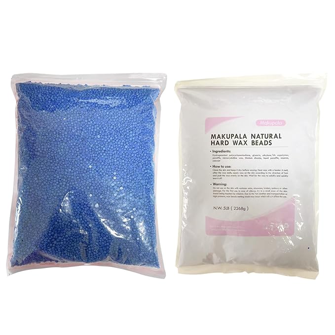 5lb Hard Wax Beads Jumbo Bulk Bag - Blue Stripless Wax Bean Refill for Professional Commercial Salon & At-Home Use, Full Body Hair Removal (Brazilian, Bikini, Face, Underarm, Legs), For Sensitive Skin