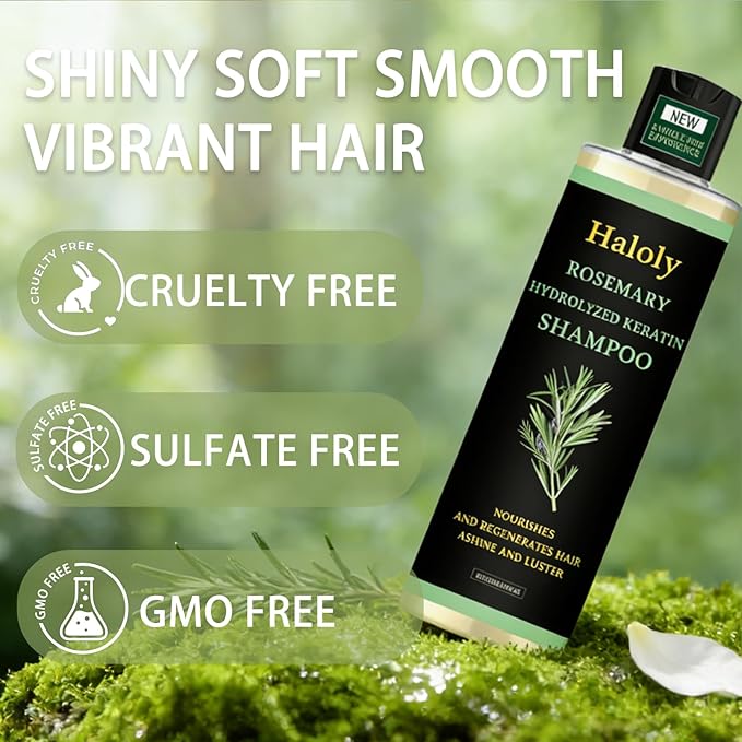 Organic Rosemary Hair Growth Shampoo, Hydrolyzed Keratin and natural extract of rosemary,Nourishes and Regenerates Hair for Thinning Hair & Hair Loss for Women and Men (Pack of 2)