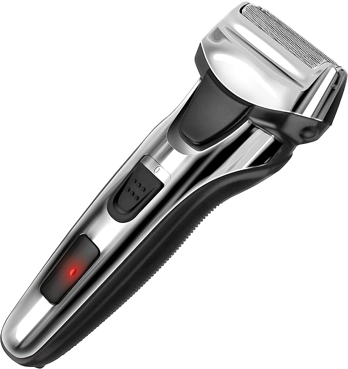 ChargeWorx Groom Essentials Dual-Foil Rechargeable Electric Shaver, Cordless, Ergonomic Electric Razor with Pop-Up Beard and Mustache Trimmer for Travel, LED Battery Indicator, Includes Cleaning Brush