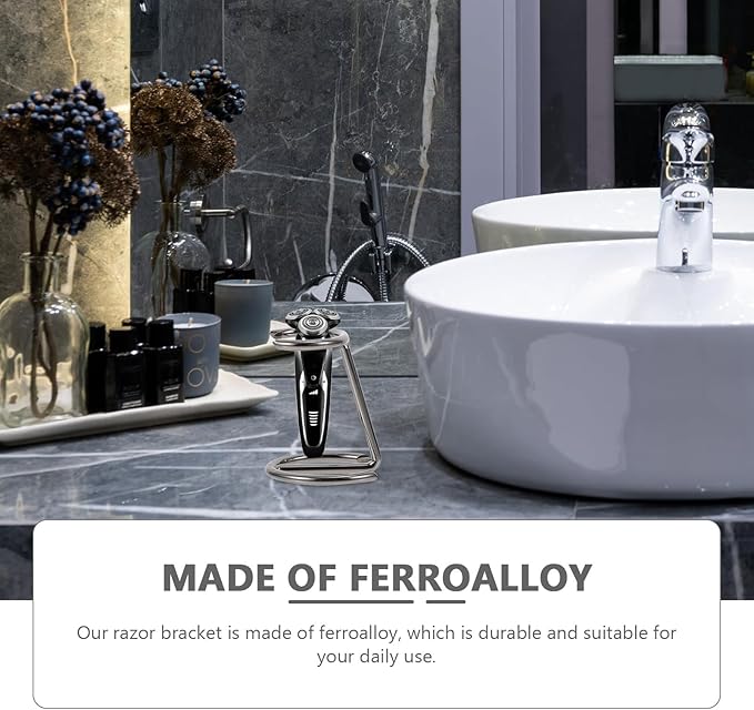 jojofuny Razor Holder Organizer Ferroalloy Razor Brush Stand for Men Gunmetal Bathroom Storage Rack Practical for Shaving Accessories