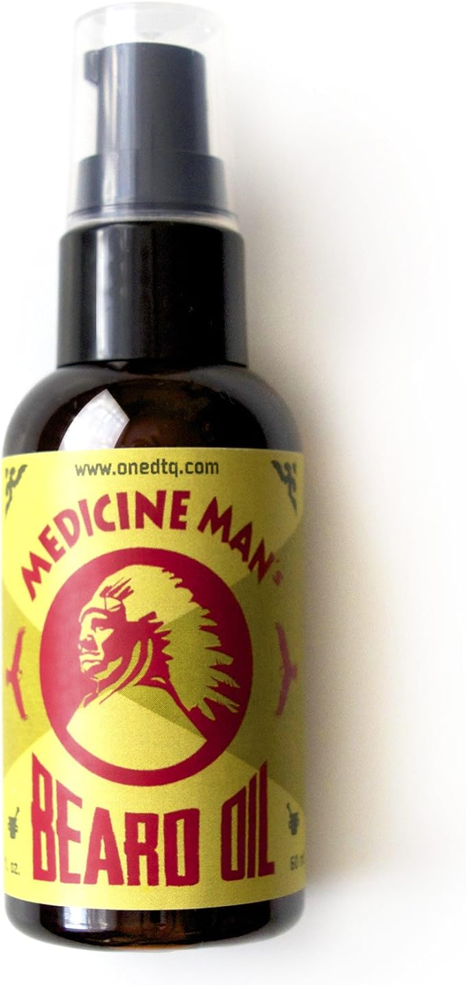 OneDTQ Medicine Man's Anti-itch Beard Oil 2 FL OZ - 100% Natural & Organic Leave-In Conditioner for Men