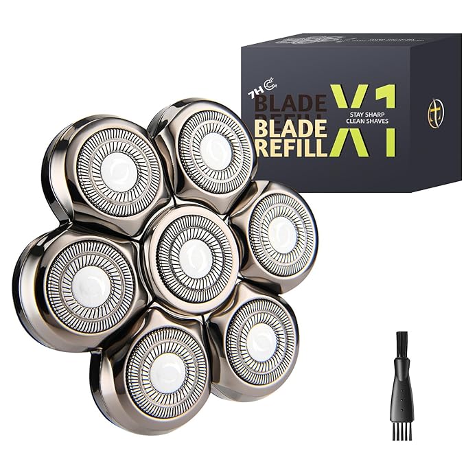 Magnetic Electric Razor Replacement Blades, 7D Floating Heads Wet Dry Beard Shaver Replacement Blade for Bald Men compatible with SHPAVVER, E-Hunter Electric Shavers