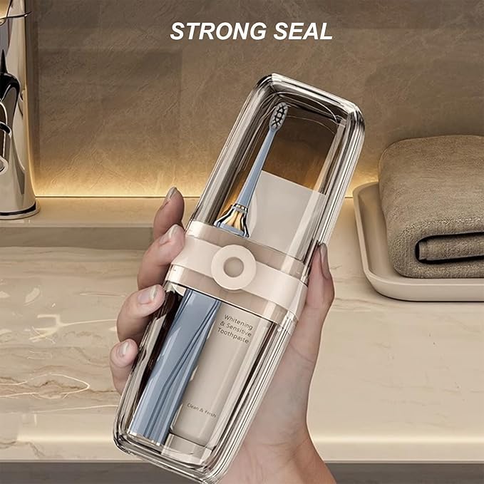 Toothbrush Cup Toothbrush Travel Case, Travel Toothbrush Holder Case with Cover Portable Multifunctional Toothbrush Cover, Suitable for Travel Business Camping Bathroom School or Daily Uses (A-Coffee)