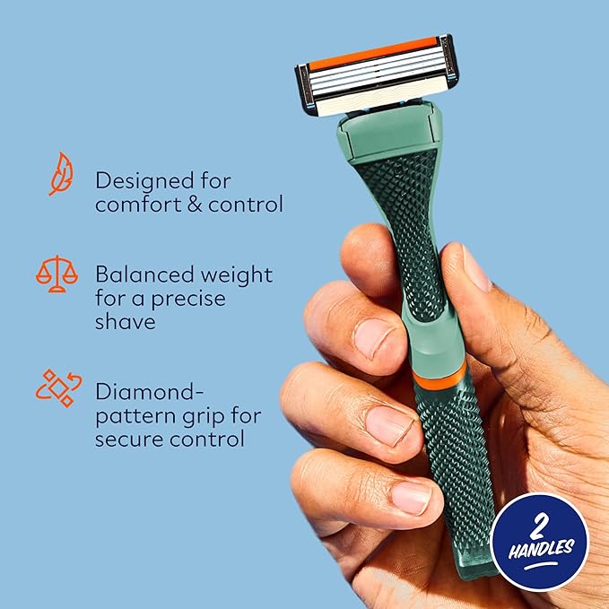 Dollar Shave Club | Razor Handle (2 Pack) Green | Replacement Razor Blade Handles