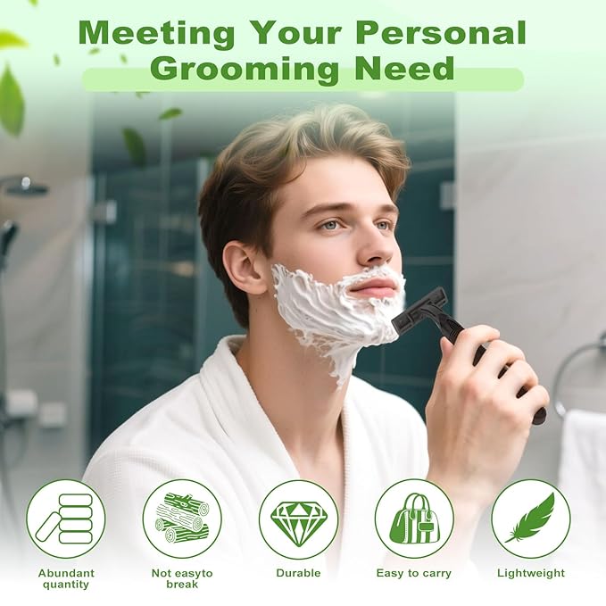 Disposable Twin Blade Razors in Bulk, Individually Wrapped - Clear Safety Cap, For Homeless, Hotel, Airbnb, Travel (pack of 50,black)