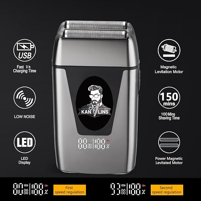 Electric Foil Shavers for Men, Brushless high-Speed Motor Electric Razor, Bald Head Shavers, Face Shaving Beard Trimmer with LCD Display
