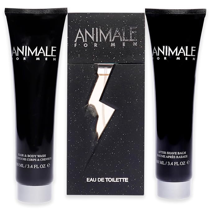 Animale By Animale Parfums For Men. Set-edt Spray 3.3 oz & Aftershave Balm 3.4 oz & Body Wash 3.4 oz