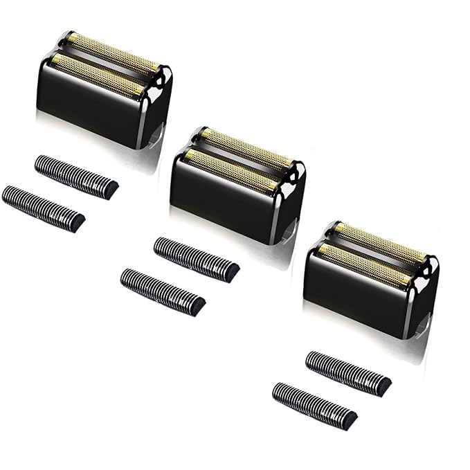 Professional Replacement Foil and Cutters for BaBylissPRO Barberology Double Foil Shaver, Compatible with BaBylissPRO Barberology FXFS2 Shaver (3 black)