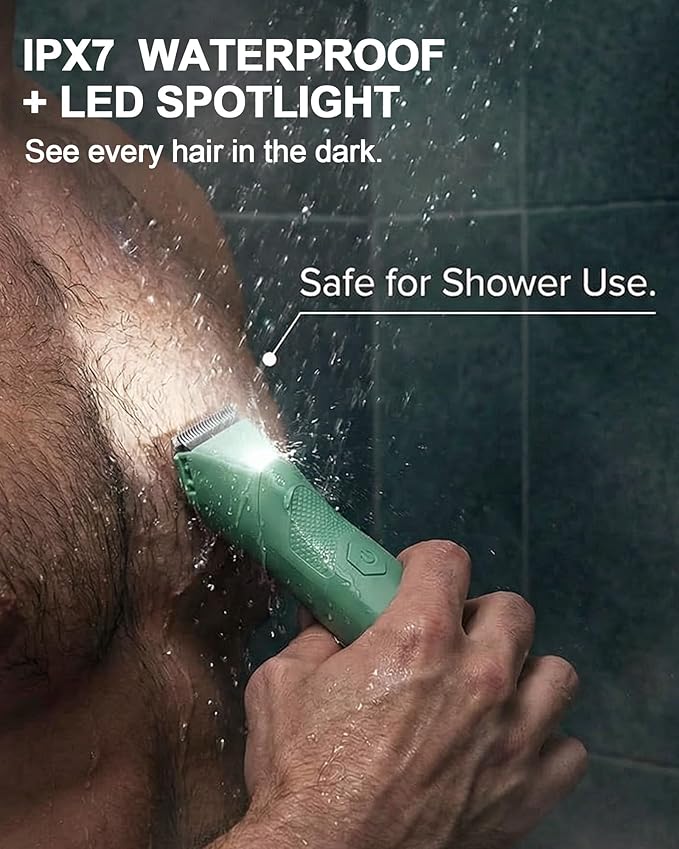 Manscaper for Men, Groin Trimmer for Men and Women, Body Hair Trimmer and Ball Trimmer with Light, Pubic Hair Shaver, Manscape Kit, 7 Precisions, Waterproof Wet / Dry Grooming, 240 Minutes Shaving