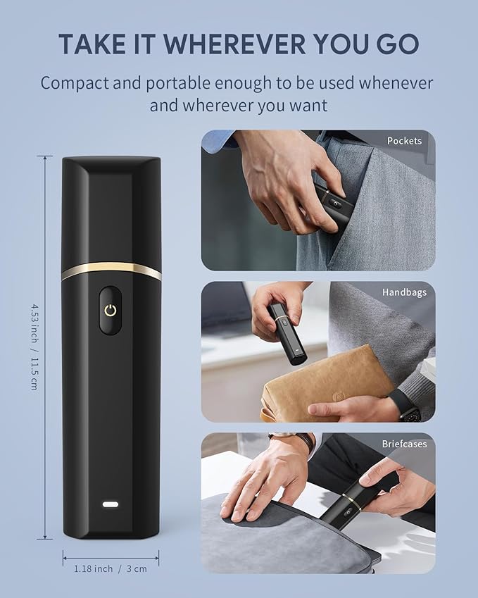Nose Hair Trimmer for Men & Women, Type-C Rechargeable Nose Hair and Eyebrow Trimmer, Professional Painless, Powerful Motor and Dual-Edge Blades for Smoother Cutting, Black 1PC